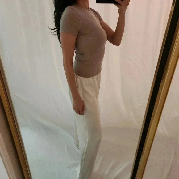 Abercrombie & Fitch micro mofal collection tan Brown Beige crewneck T-shirt basi - Picture 3 of 8